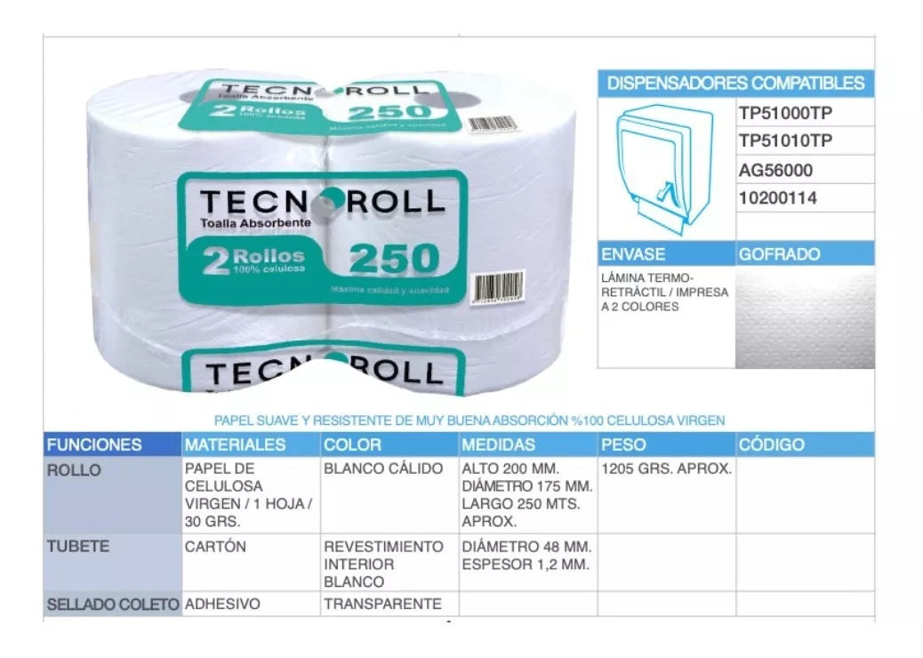 Toalla de papel Jumbo 2x250mts