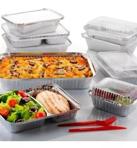Envase Rectangular de aluminio C-40 con tapa Cartón (200und)