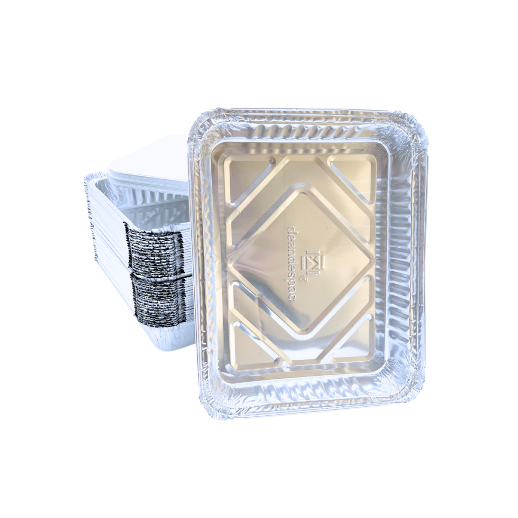 Envase Rectangular de aluminio C-18 con tapa Cartón (500und)