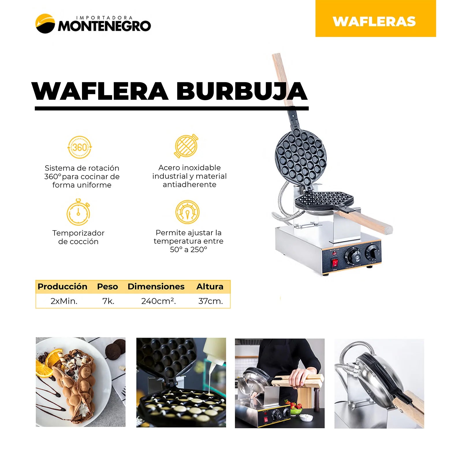 Waflera Industrial Burbuja Simple + 1 Premezcla Gratis