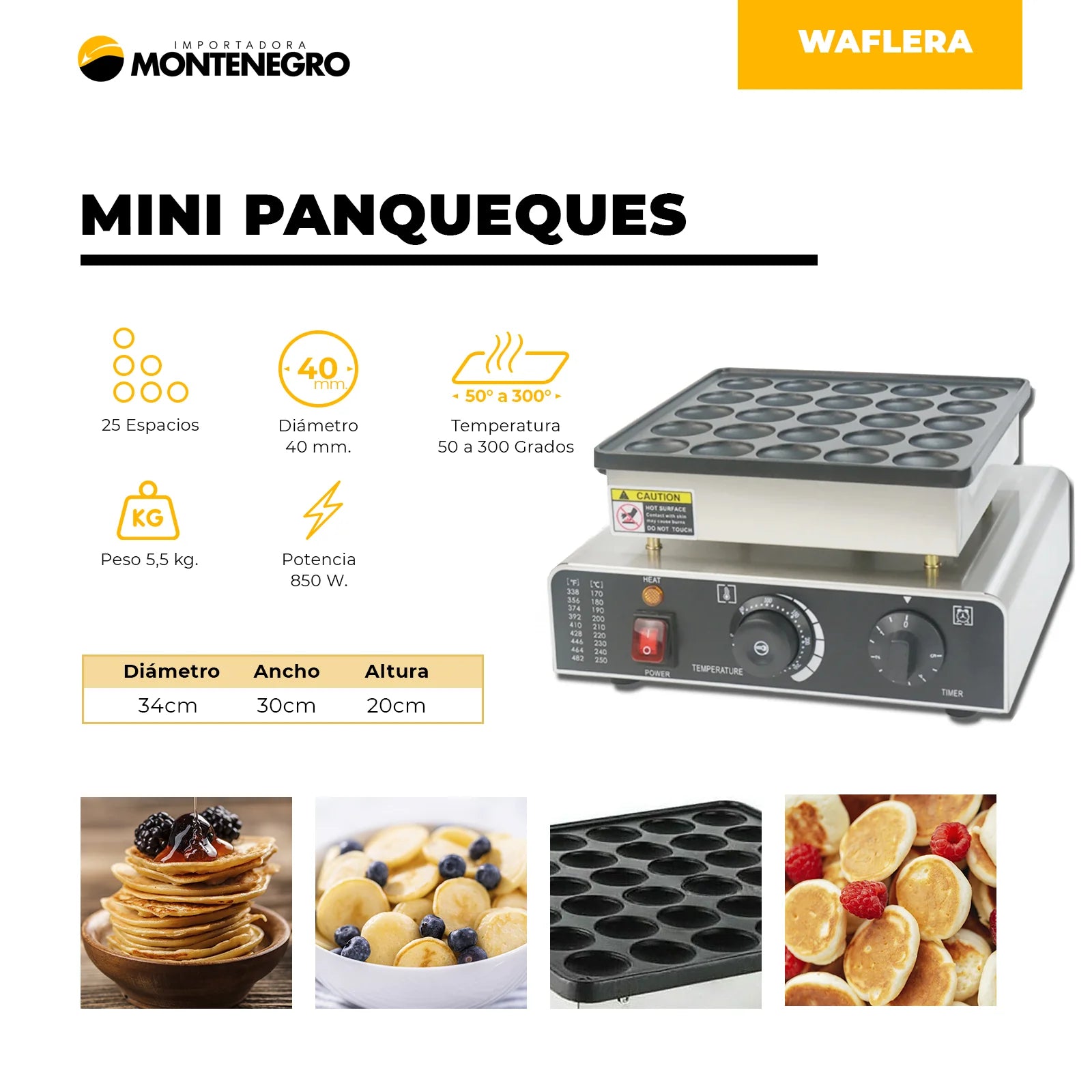 Waflera Industrial Mini Panqueques + 1 Premezcla Gratis