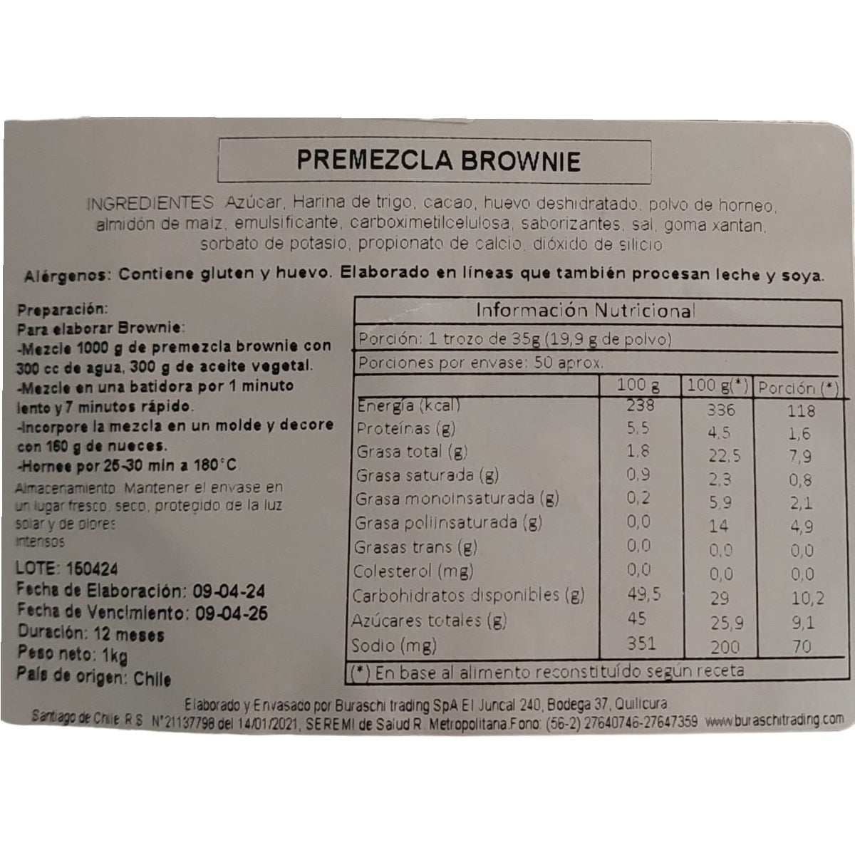 Premezcla Brownie 1kg