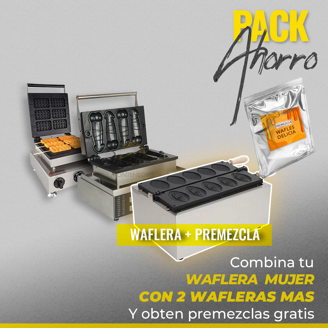 Pack Ahorro 3 Wafleras + Premezcla Gratis