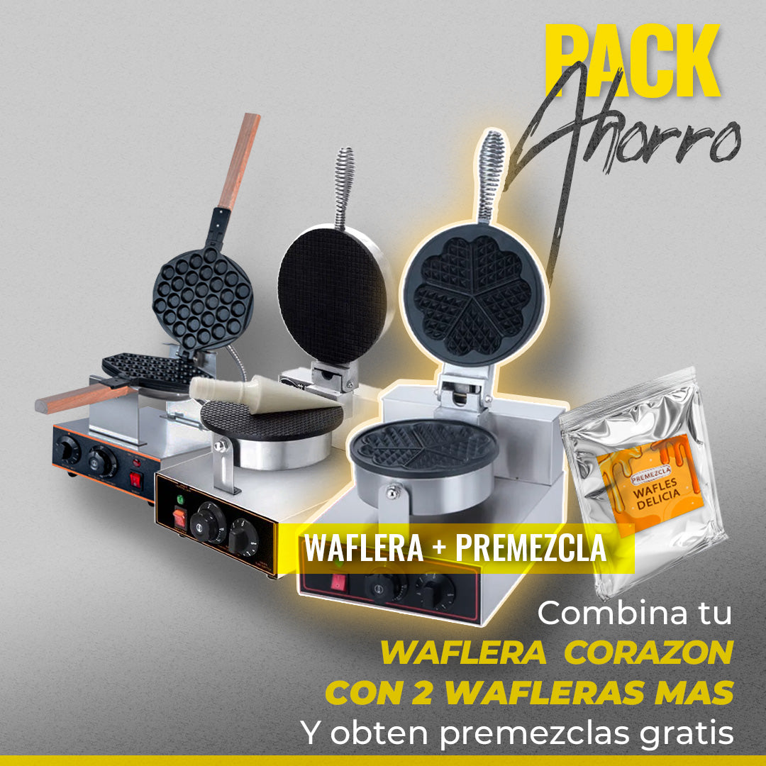 Pack Ahorro 3 Wafleras + Premezcla Gratis