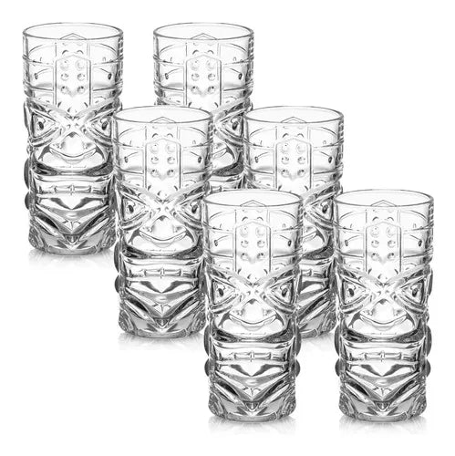 Vaso Tiki Vidrio Templado 6 unidades