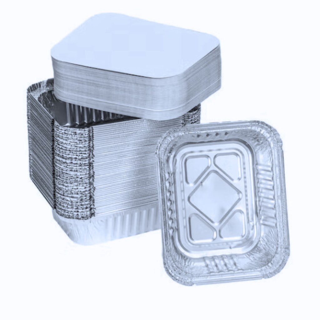Envase Rectangular de aluminio C-10 con tapa Cartón (1.000und)